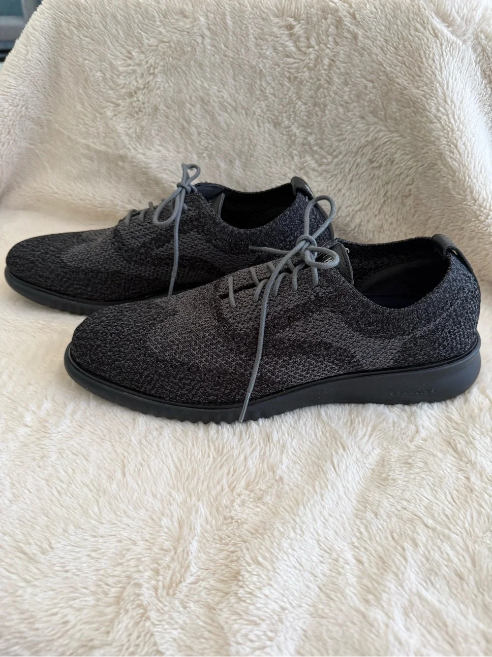 NWOB COLE HAAN x ZEROGRAND Gray Black Stitchlite Wingtip Knit Oxford Sneakers